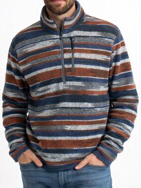 Eddie Bauer Striped 1/4 Zip Fleece Pullover | Size XL